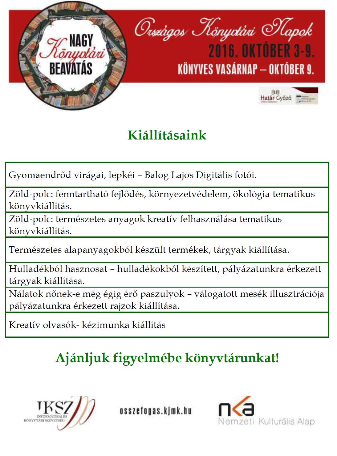 konyvtari napok kiallitasok