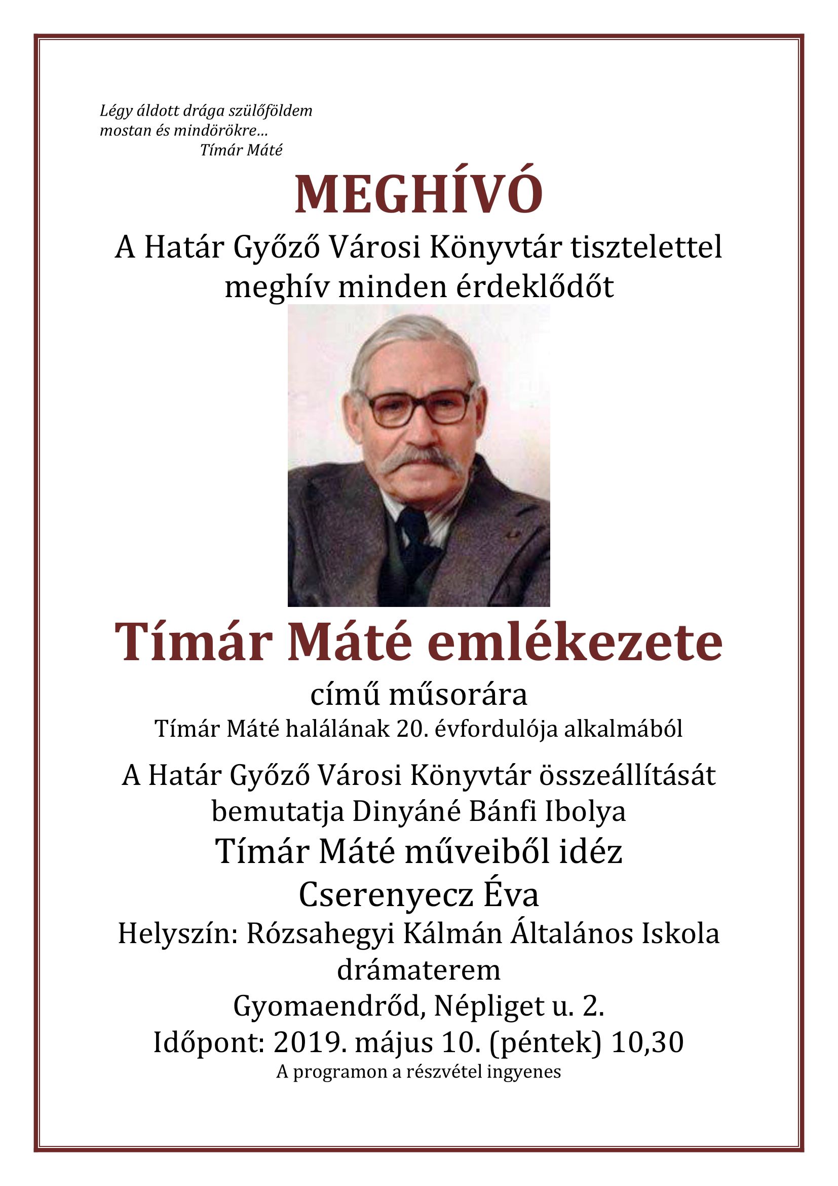 timar mate emlekezete