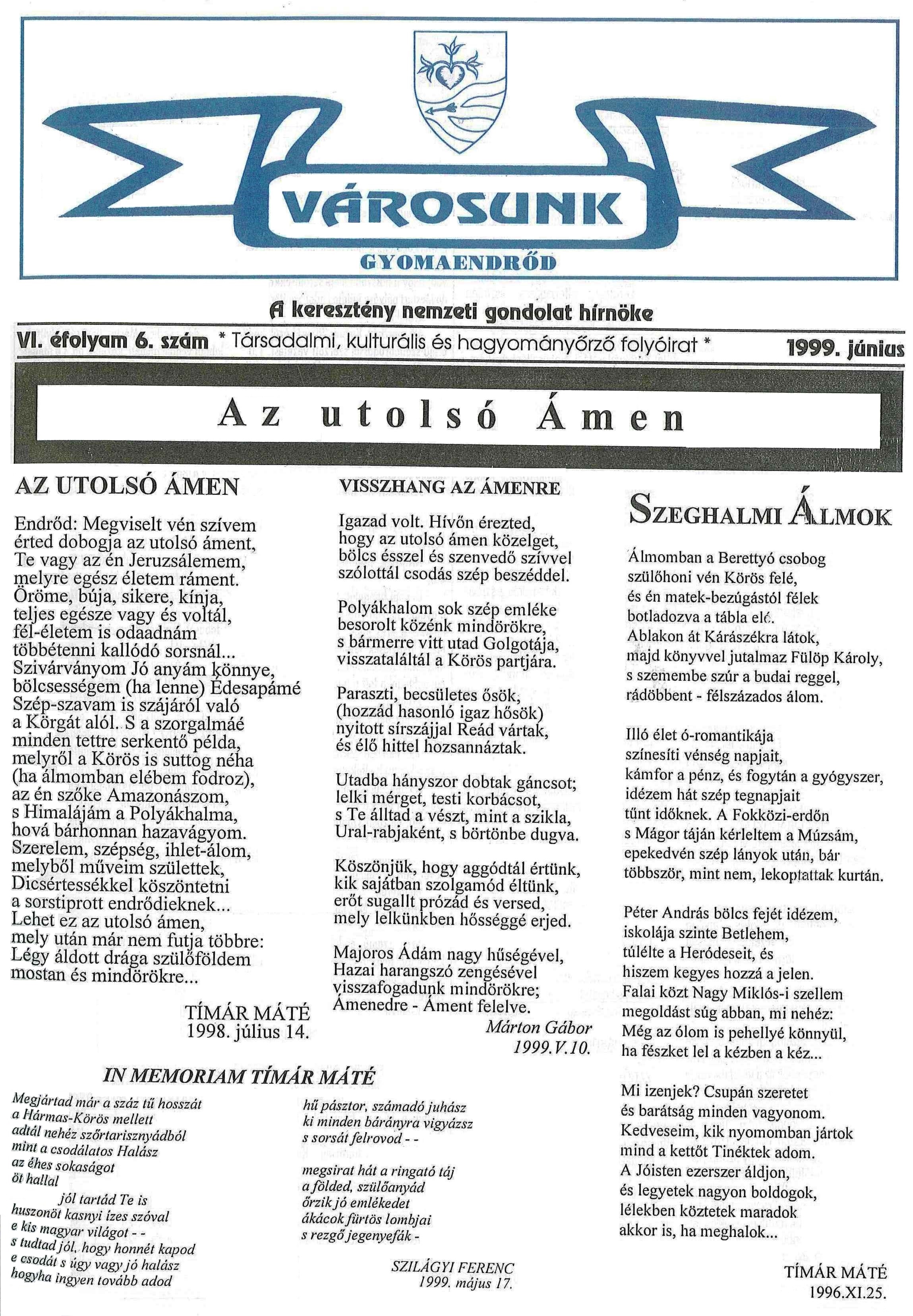 az utolso amen rola varosunk 1999 06 1