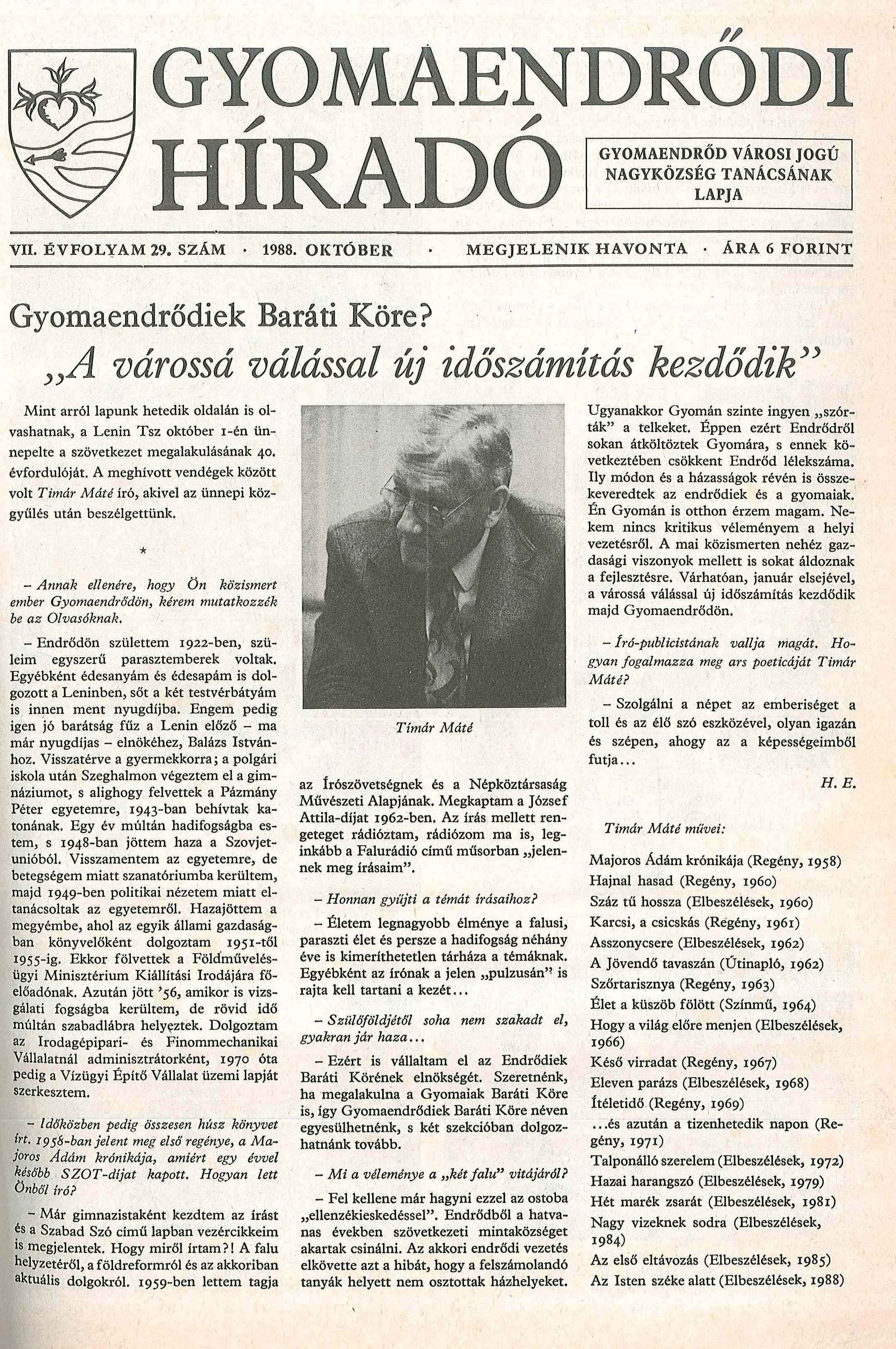 gyomaendrodiek barati kore rola gyomaendrodi hirado 1988 10 1