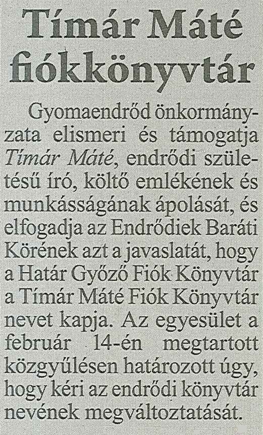 timar mate fiokkonyvtar rola hirmondo 2009 04 2